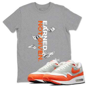 Air Max 1 OG '86 'Summit White and Cosmic Clay shirts to match jordans Earned Not Given sneaker match tees Air Max 1 Cosmic Clay match shoes to clothes SNRT Sneaker Tees unisex cotton Heather Grey 1 shirts