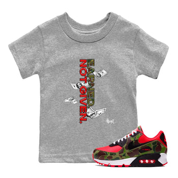 Air Max 90 Duck Camo shirts to match jordans Earned Not Given sneaker match tees Air Max 90 Reverse Duck Camo match shoes to clothes SNRT Sneaker Tees Youth Baby Heather Grey 1 tee