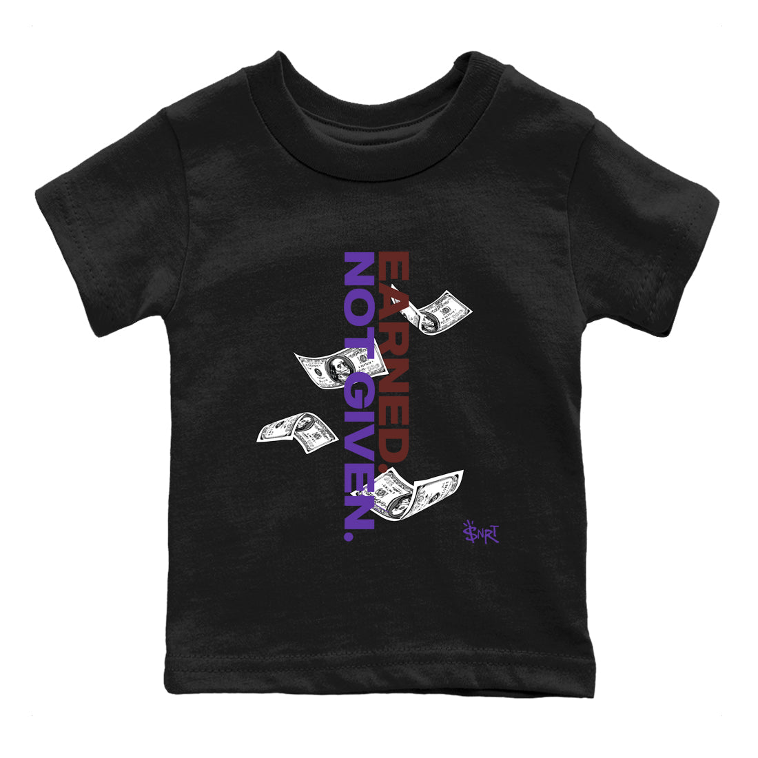 Sneaker match tees – Sneaker Threads To Match Dunk Low Persian Violet Shoes – Earned Not Given Kids T-Shirt Black 2