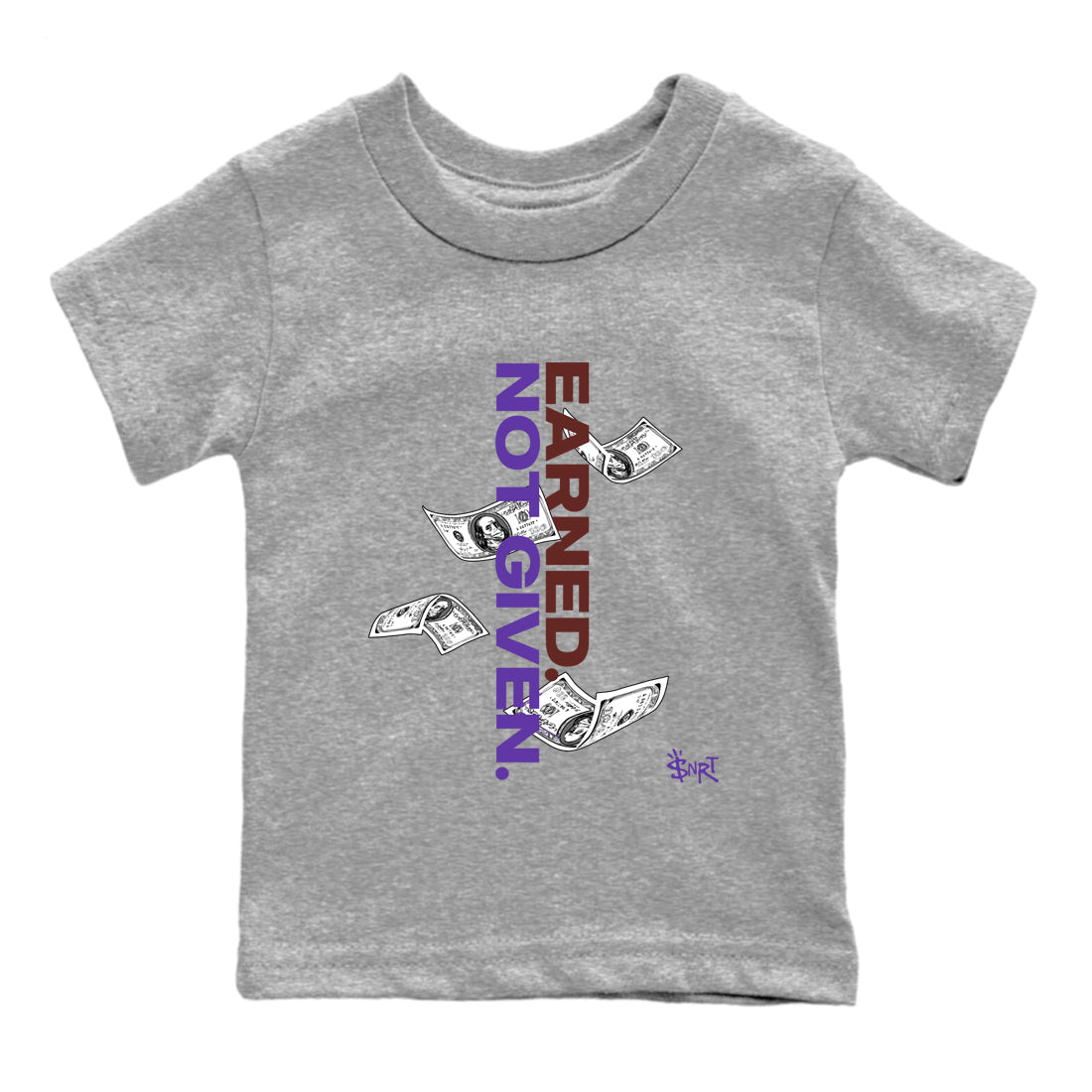 Sneaker match tees – Sneaker Threads To Match Dunk Low Persian Violet Shoes – Earned Not Given Kids T-Shirt Heather Grey 2