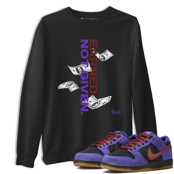 Sneaker match tees – Sneaker Threads To Match Dunk Low Persian Violet Shoes – Earned Not Given Tee Black 1