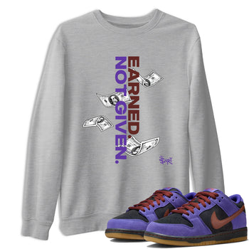 Sneaker match tees – Sneaker Threads To Match Dunk Low Persian Violet Shoes – Earned Not Given Tee Heather Grey 1