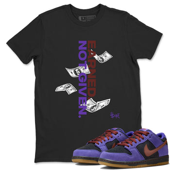 Sneaker match tees – Sneaker Threads To Match Dunk Low Persian Violet Shoes – Earned Not Given Tee Black 1