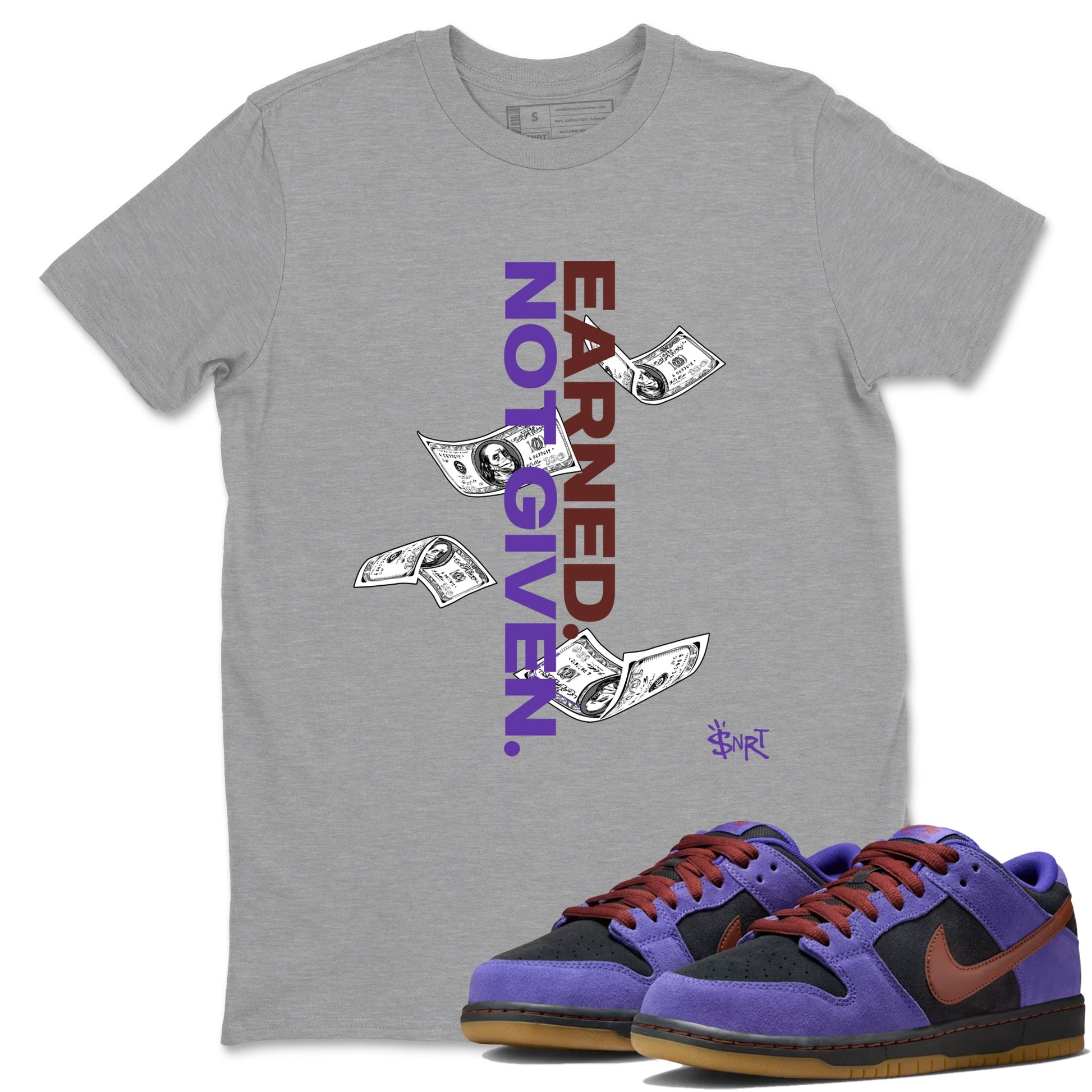 Sneaker match tees – Sneaker Threads To Match Dunk Low Persian Violet Shoes – Earned Not Given Tee Heather Grey 1