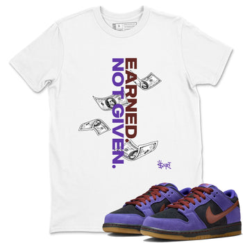 Sneaker match tees – Sneaker Threads To Match Dunk Low Persian Violet Shoes – Earned Not Given Tee White 1