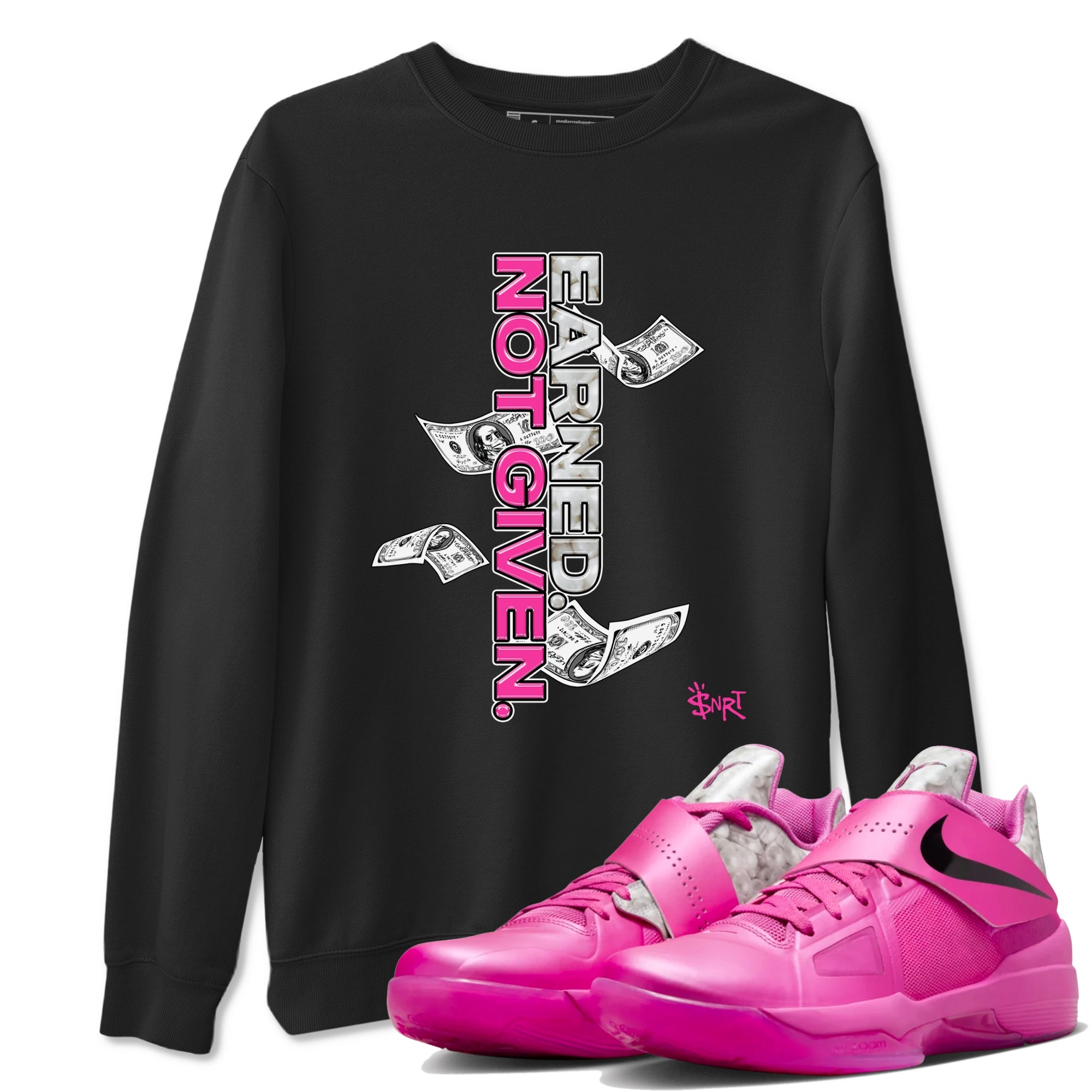 Nike KD 4 Retro Aunt Pearl shirts to match jordans Earned Not Given sneaker match tees Nike KD 4 Aunt Pearl match shoes to clothes SNRT Sneaker Tees unisex cotton Black 1 shirts