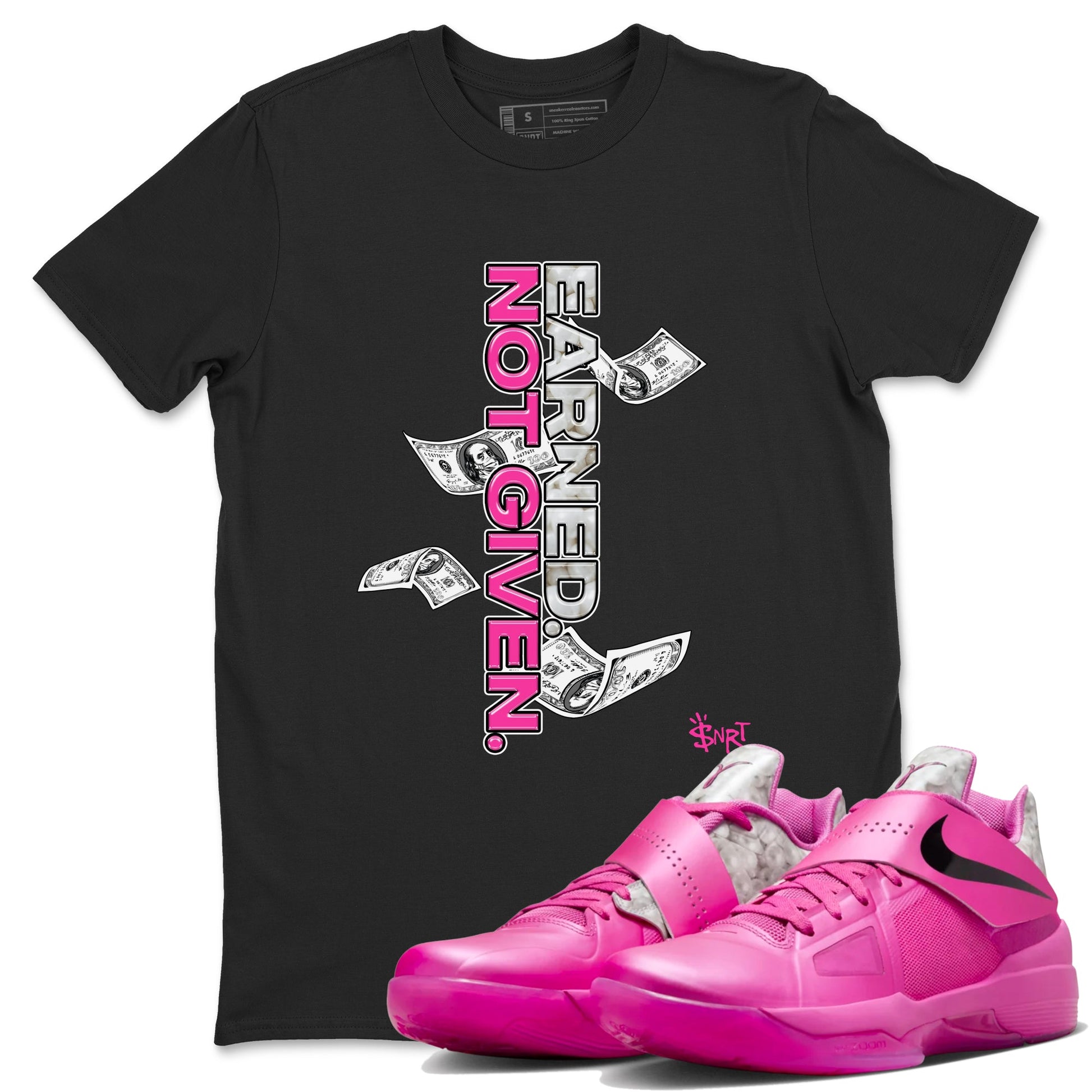 Nike KD 4 Retro Aunt Pearl shirts to match jordans Earned Not Given sneaker match tees Nike KD 4 Aunt Pearl match shoes to clothes SNRT Sneaker Tees unisex cotton Black 1 shirts