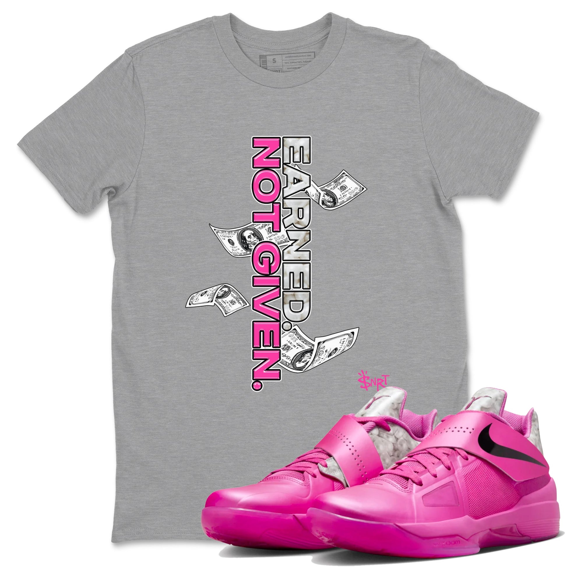 Nike KD 4 Retro Aunt Pearl shirts to match jordans Earned Not Given sneaker match tees Nike KD 4 Aunt Pearl match shoes to clothes SNRT Sneaker Tees unisex cotton Heather Grey 1 shirts