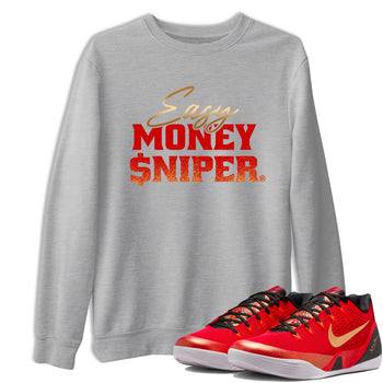 Best Christmas gifts for sneakerheads  – Sneaker Tees To Match Nike KB 9 China Sneakers – Easy Money Sniper Graphic Tee Heather Grey 1