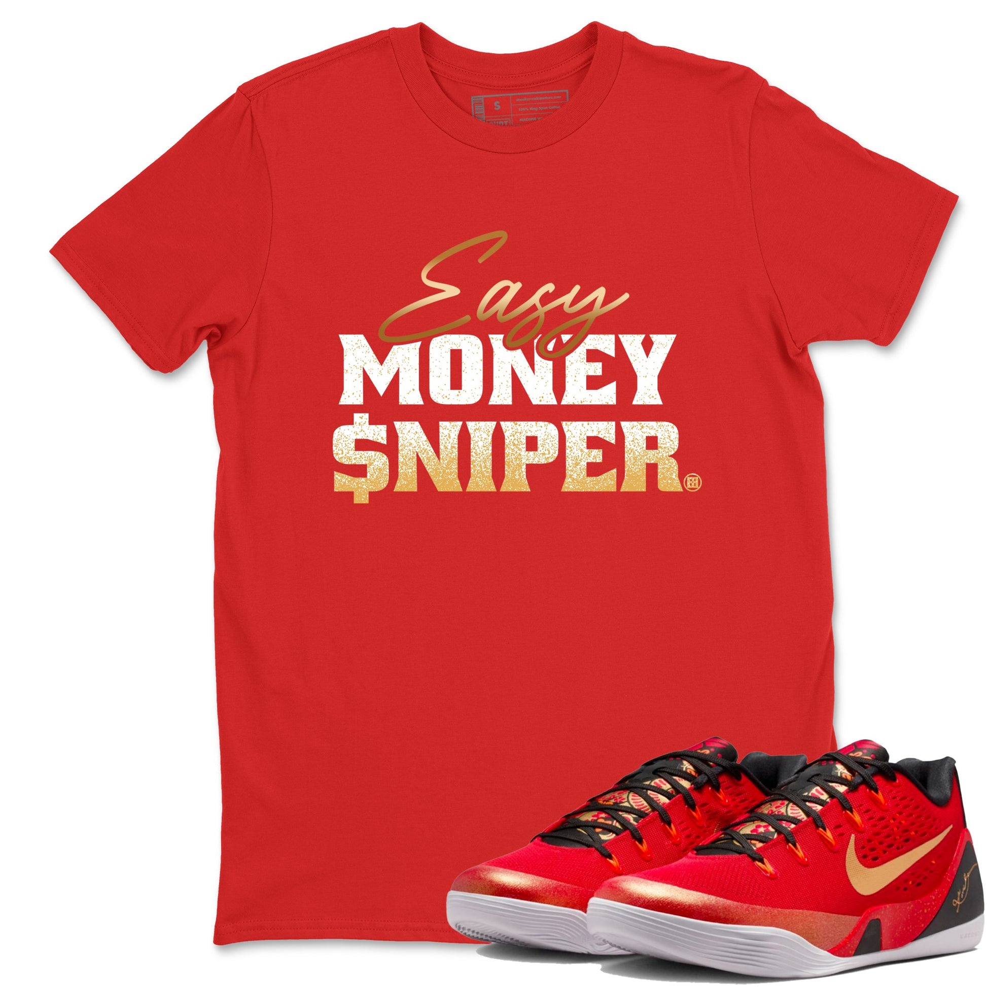 Best Christmas gifts for sneakerheads  – Sneaker Tees To Match Nike KB 9 China Sneakers – Easy Money Sniper Graphic Tee Red 1