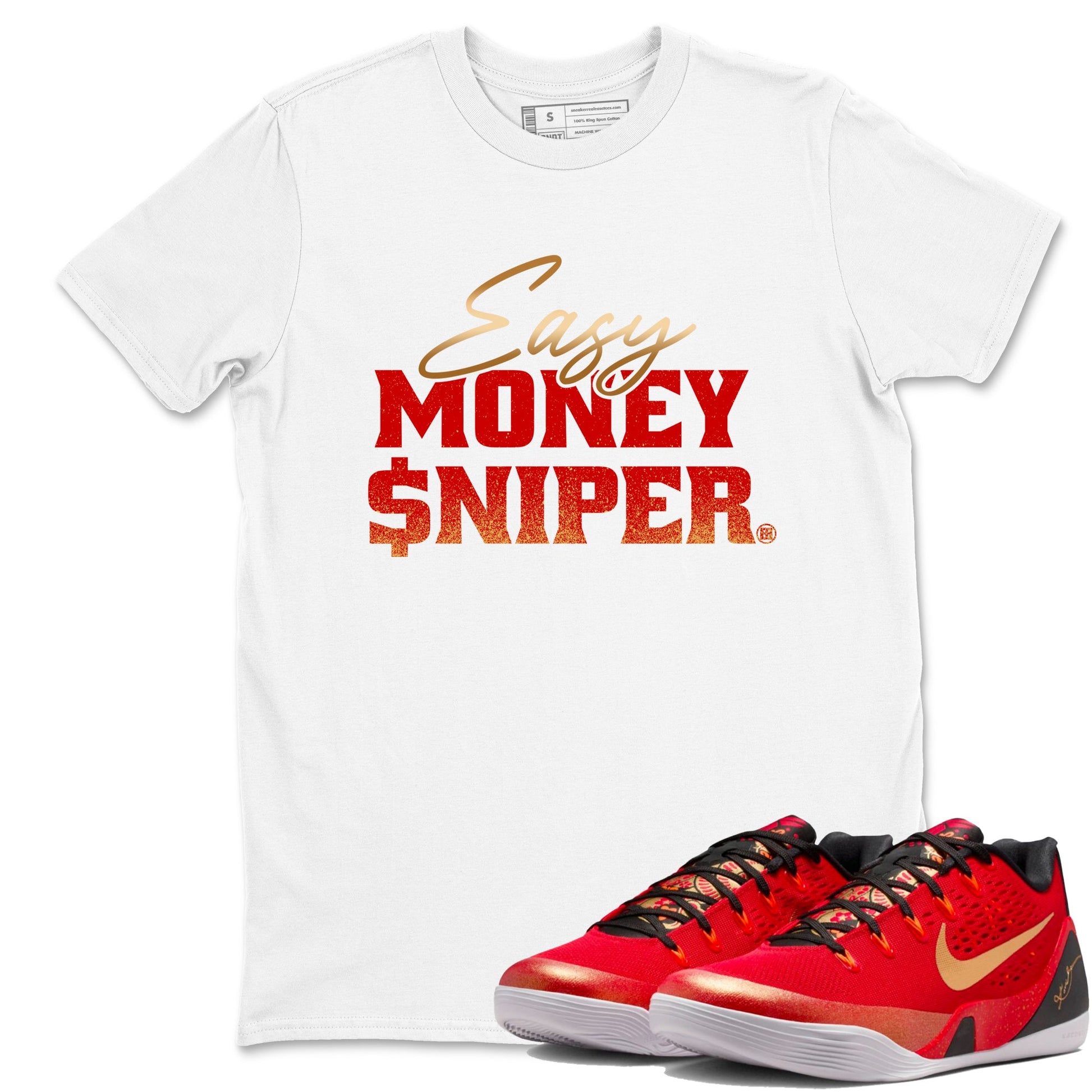 Best Christmas gifts for sneakerheads  – Sneaker Tees To Match Nike KB 9 China Sneakers – Easy Money Sniper Graphic Tee White 1