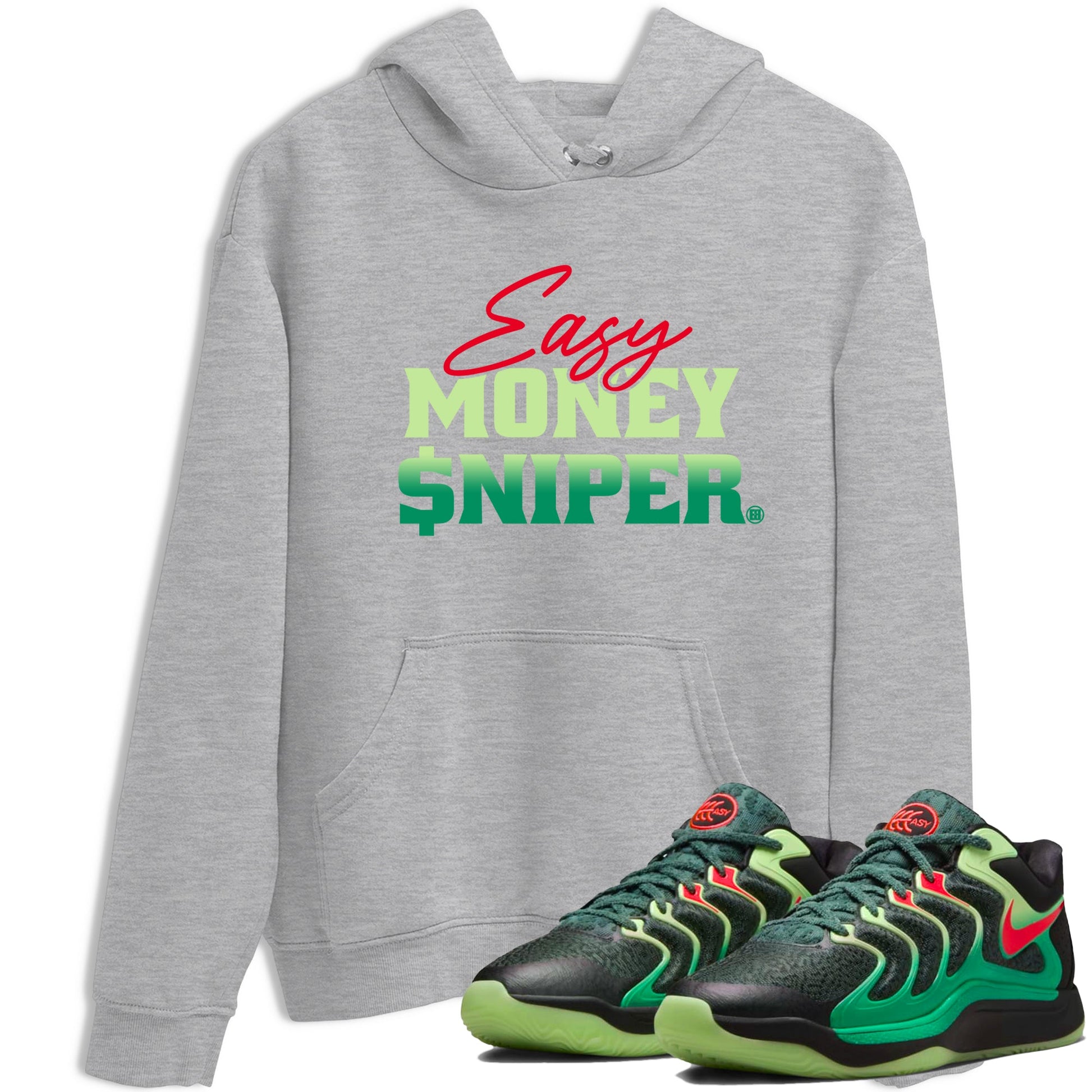 Sneaker Threads – Sneaker Tees To Match Nike KD 17 Easy Money Sniper – Easy Money Sniper Graphic Tee Heather Grey 1. Perfect for Jordan releases 2025 colorways. Perfect for Kevin Durant sneaker releases and Easy Money basketball colorways loved by hoopers in 2025.