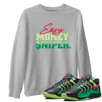 Sneaker Threads – Sneaker Tees To Match Nike KD 17 Easy Money Sniper – Easy Money Sniper Graphic Tee Heather Grey 1. Perfect for Jordan releases 2025 colorways. Perfect for Kevin Durant sneaker releases and Easy Money basketball colorways loved by hoopers in 2025.