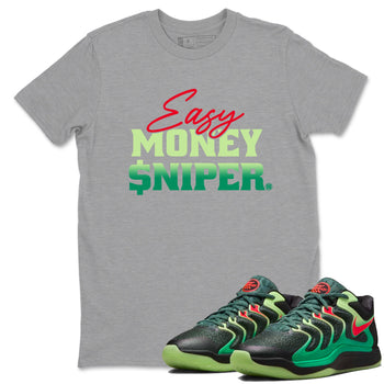 Sneaker Threads – Sneaker Tees To Match Nike KD 17 Easy Money Sniper – Easy Money Sniper Graphic Tee Heather Grey 1. Perfect for Jordan releases 2025 colorways. Perfect for Kevin Durant sneaker releases and Easy Money basketball colorways loved by hoopers in 2025.