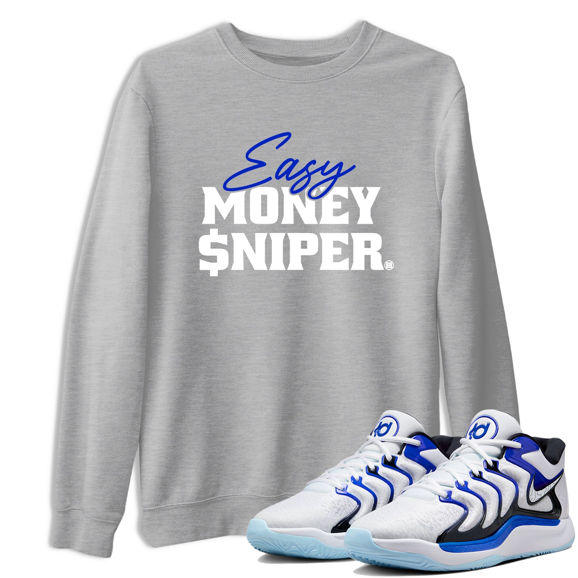 Sneaker Threads – Sneaker Tees To Match Nike KD 17 Penny – Easy Money Sniper Graphic Tee Heather Grey 1. Perfect for Jordan releases 2025 colorways. Perfect for Kevin Durant basketball sneaker releases and retro Penny-inspired 2025 colorways.