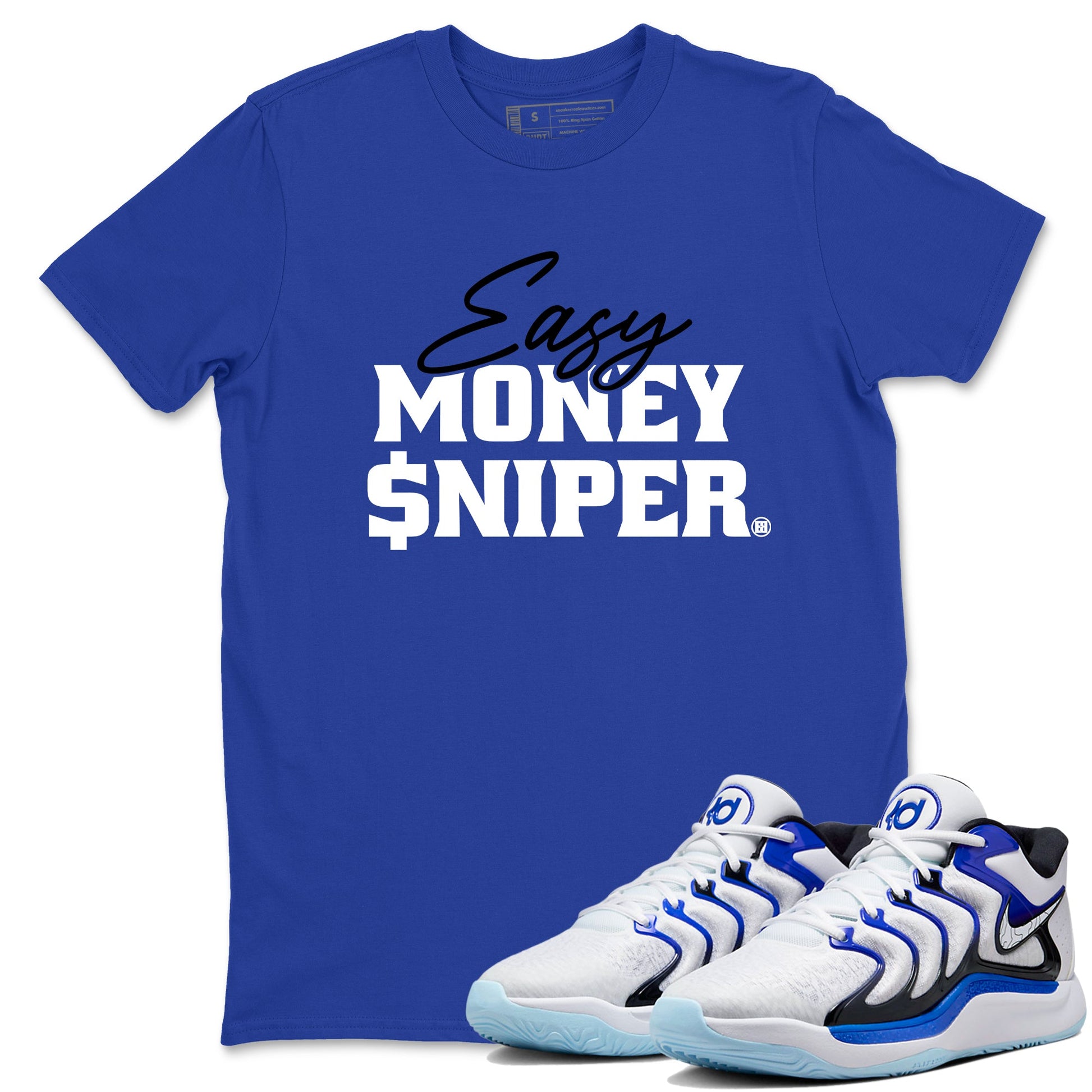 Sneaker Threads – Sneaker Tees To Match Nike KD 17 Penny – Easy Money Sniper Graphic Tee Royal Blue 1. Perfect for Jordan releases 2025 colorways. Perfect for Kevin Durant basketball sneaker releases and retro Penny-inspired 2025 colorways.