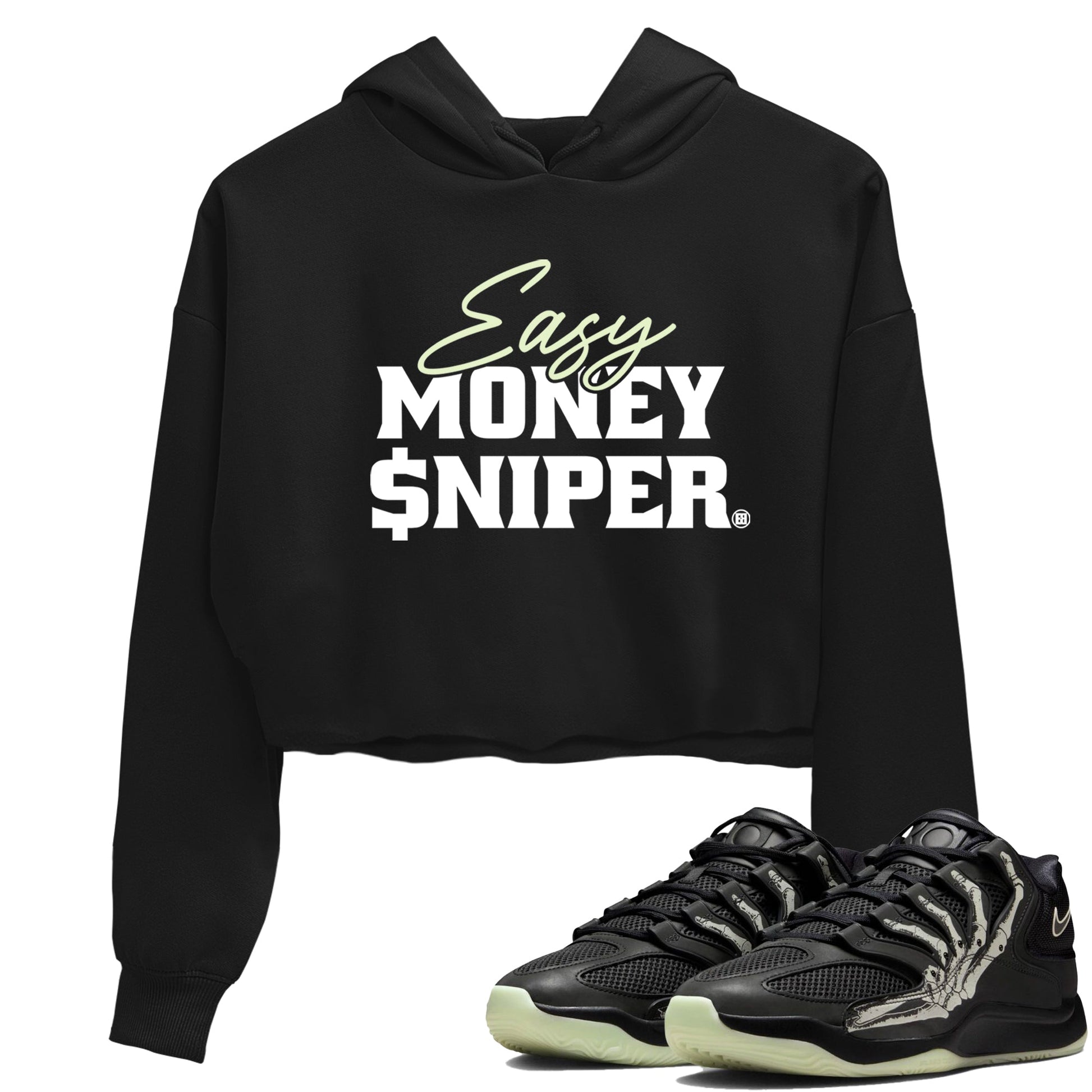 Sneaker Threads – Sneaker Tees To Match Nike KD 18 Halloween – Easy Money Sniper Crop Tee Black 1. Perfect for Jordan releases 2025 colorways. Perfect for Kevin Durant sneaker releases and Halloween 2025 colorways.