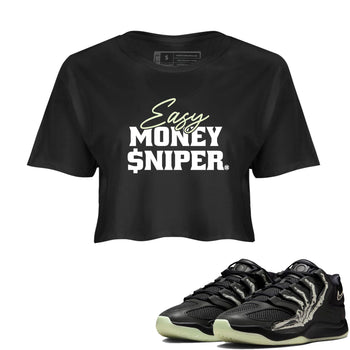 Sneaker Threads – Sneaker Tees To Match Nike KD 18 Halloween – Easy Money Sniper Crop Tee Black 1. Perfect for Jordan releases 2025 colorways. Perfect for Kevin Durant sneaker releases and Halloween 2025 colorways.