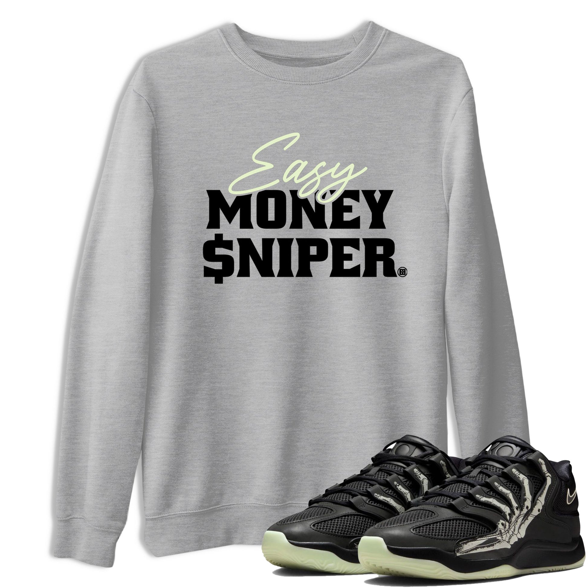 Sneaker Threads – Sneaker Tees To Match Nike KD 18 Halloween – Easy Money Sniper Graphic Tee Heather Grey 1. Perfect for Jordan releases 2025 colorways. Perfect for Kevin Durant sneaker releases and Halloween 2025 colorways.