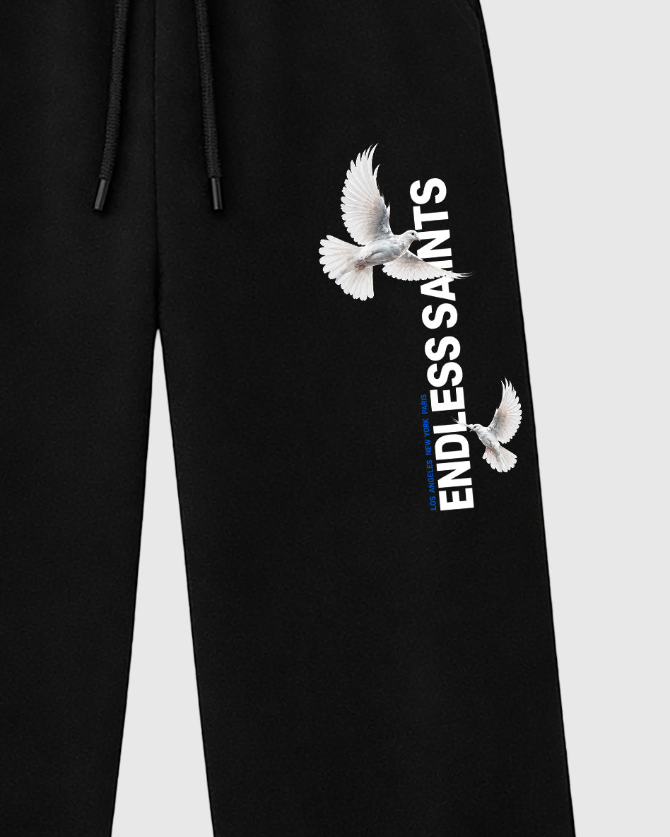 Endless Saitns graphic wide cut sweatpants designed to match the Air Jordan 11 Space Jam, featuring coordinated Black 2 options for a perfect streetwear vibe.