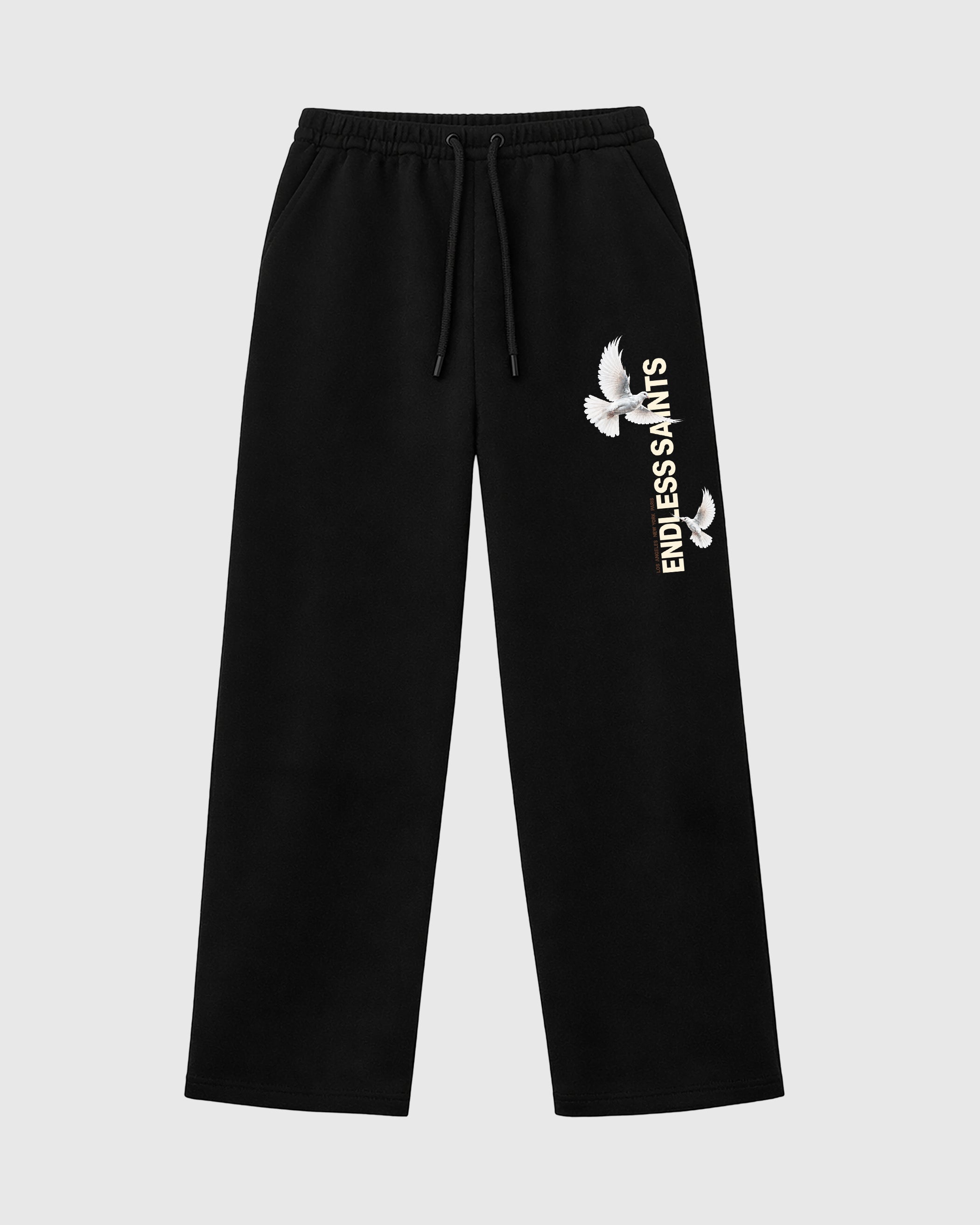 Endless Saitns graphic wide cut sweatpants designed to match the Air Jordan 12 Fireside, featuring coordinated Black 1 options for a perfect streetwear vibe.