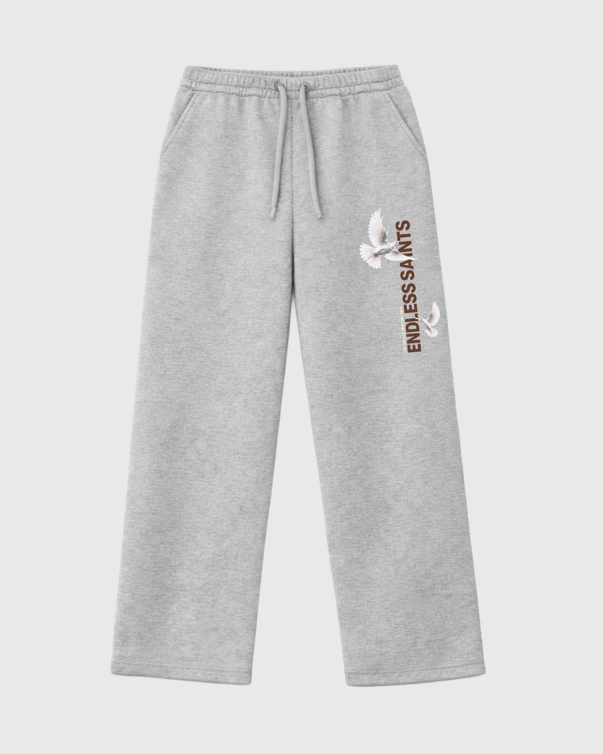 Endless Saitns graphic wide cut sweatpants designed to match the Air Jordan 12 Fireside, featuring coordinated Heather Grey 1 options for a perfect streetwear vibe.