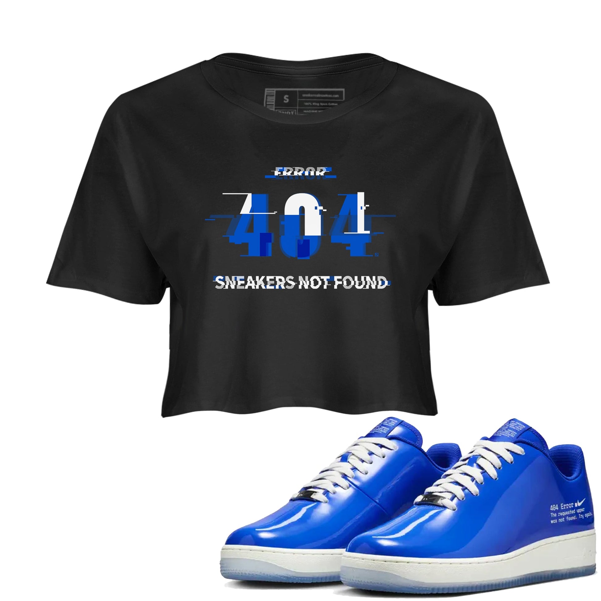 Air Force 1 404 Error shirt to match jordans Error sneaker tees AF1 404 Error SNRT Sneaker Release Tees Black 1 crop length shirt