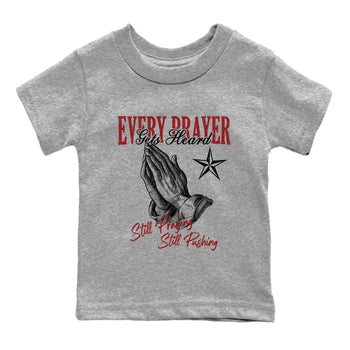 Sneaker match tees – Sneaker Tees To Match Air Foamposite Cough Drop Shoes – Every Prayer Gets Heard Kids T-Shirt Heather Grey 2