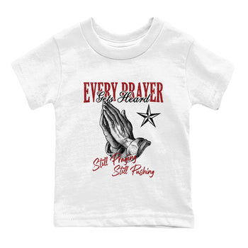 Sneaker match tees – Sneaker Tees To Match Air Foamposite Cough Drop Shoes – Every Prayer Gets Heard Kids T-Shirt White 2
