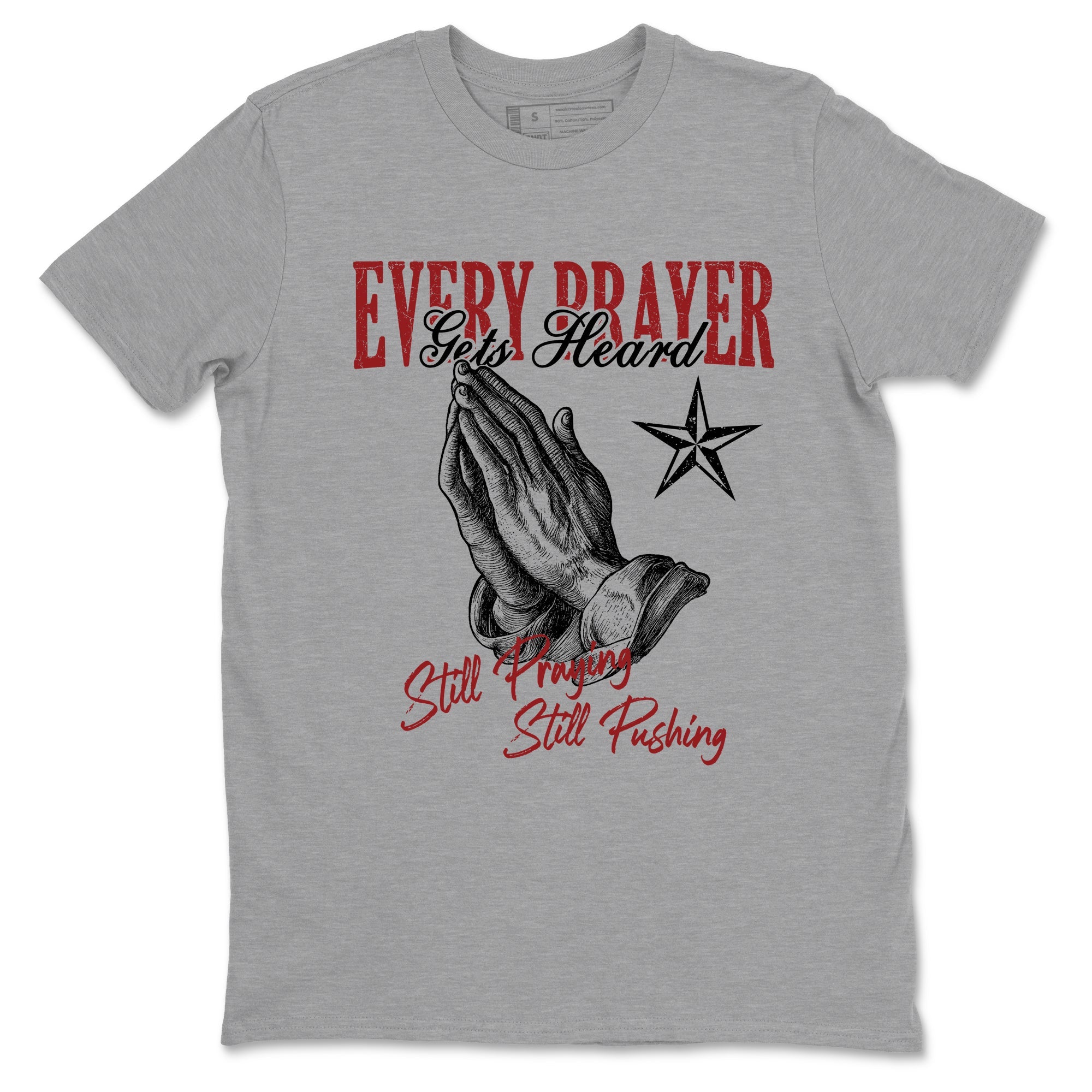 Sneaker match tees – Sneaker Tees To Match Air Foamposite Cough Drop Shoes – Every Prayer Gets Heard Tee Heather Grey 2