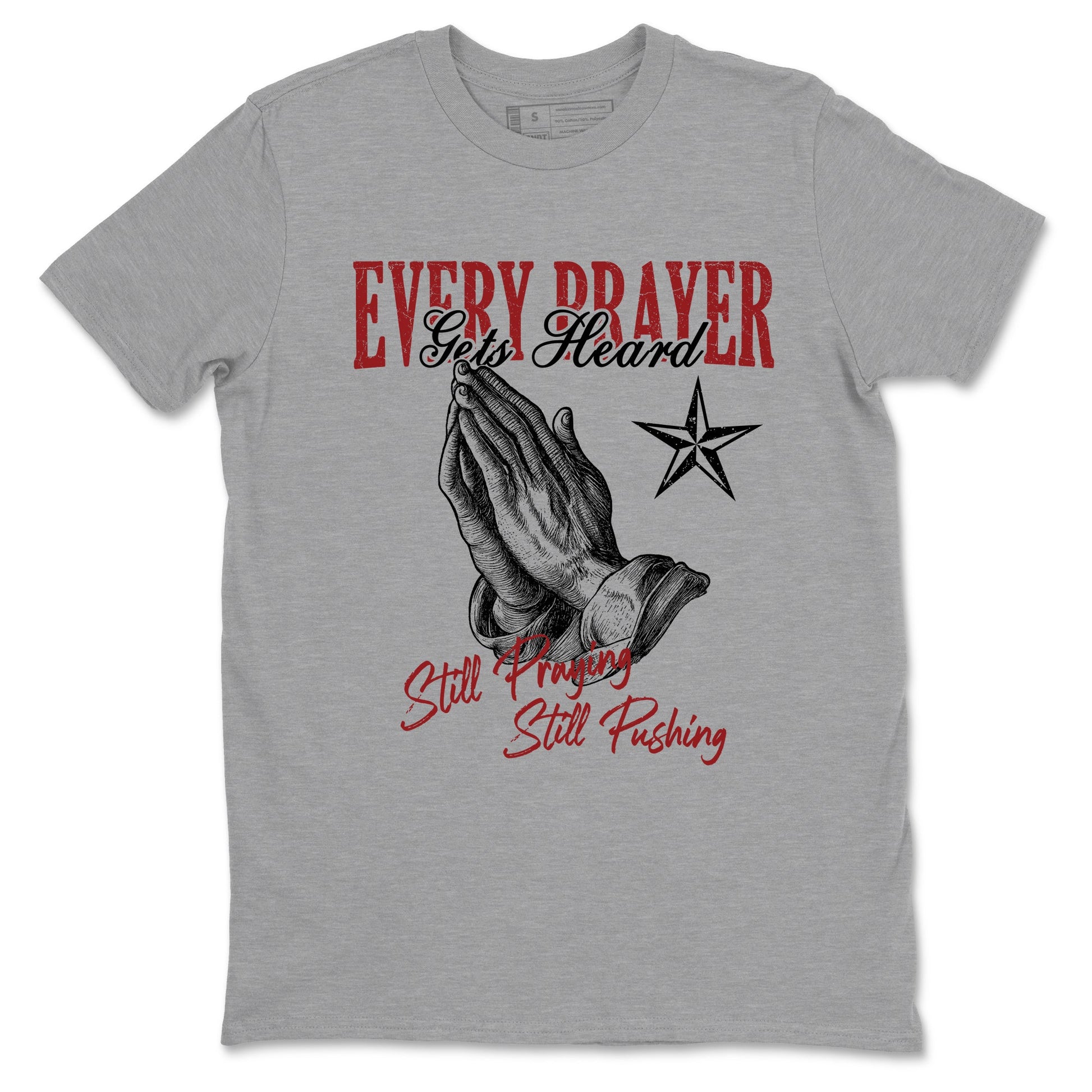 Sneaker match tees – Sneaker Tees To Match Air Foamposite Cough Drop Shoes – Every Prayer Gets Heard Tee Heather Grey 2