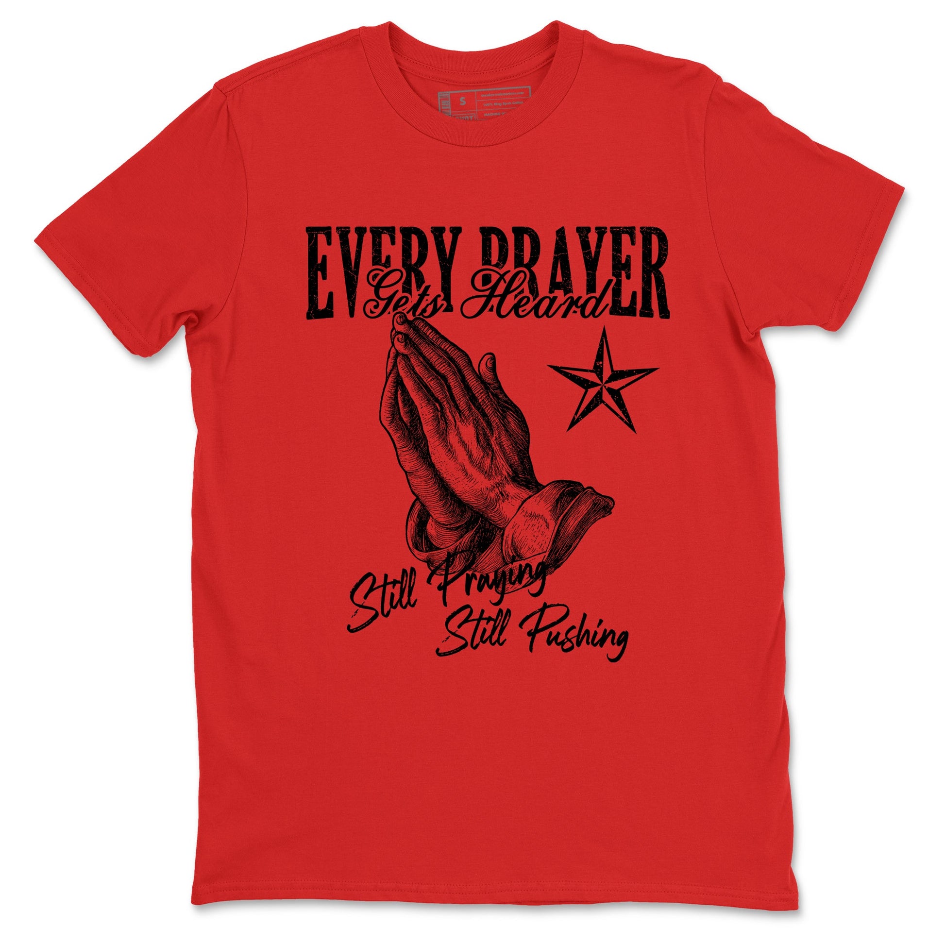 Sneaker match tees – Sneaker Tees To Match Air Foamposite Cough Drop Shoes – Every Prayer Gets Heard Tee Red 2