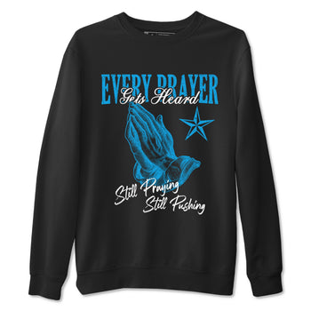 Every Prayer Gets Heard sneaker match t-shirt styled to complete your fit with the Air Jordan 1 UNC Reimagined sneakers, shown in Black 2.