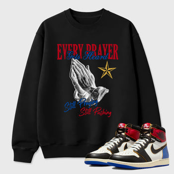 Sneaker match tees – Sneaker Tees To Match Air Jordan 1 Union x Fragment Shoes – Every Prayer Gets Heard Tee Black 1