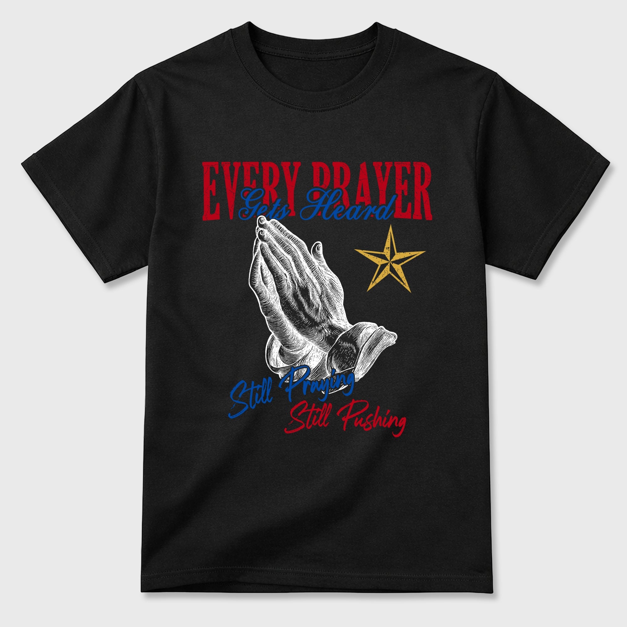 Sneaker match tees – Sneaker Tees To Match Air Jordan 1 Union x Fragment Shoes – Every Prayer Gets Heard Tee Black 2