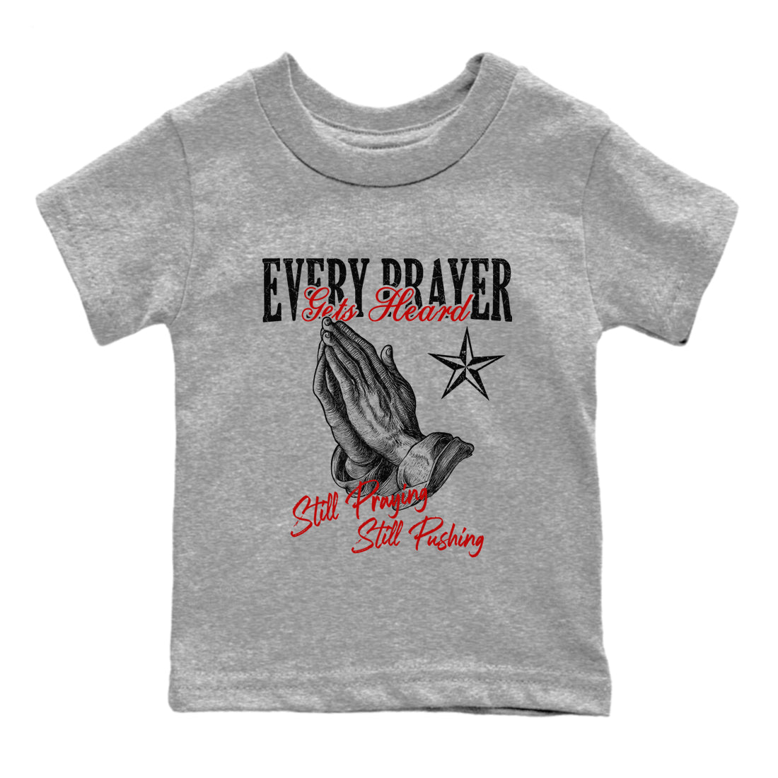 Air Jordan 11 Low Bred sneaker match tee Every Prayer Gets Heard sneaker match tees Air Jordan 11 Bred best t-shirts to match jordans SNRT Sneaker Tees Youth Baby Heather Grey 2 tee