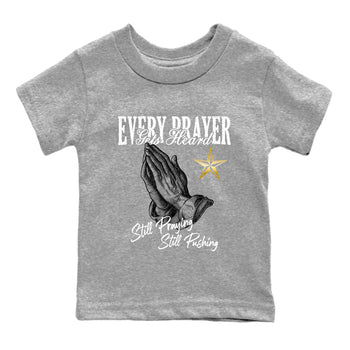 Sneaker match tees – Sneaker Tees To Match Air Jordan 12 Taxi Shoes – Every Prayer Gets Heard Kids T-Shirt Heather Grey 2