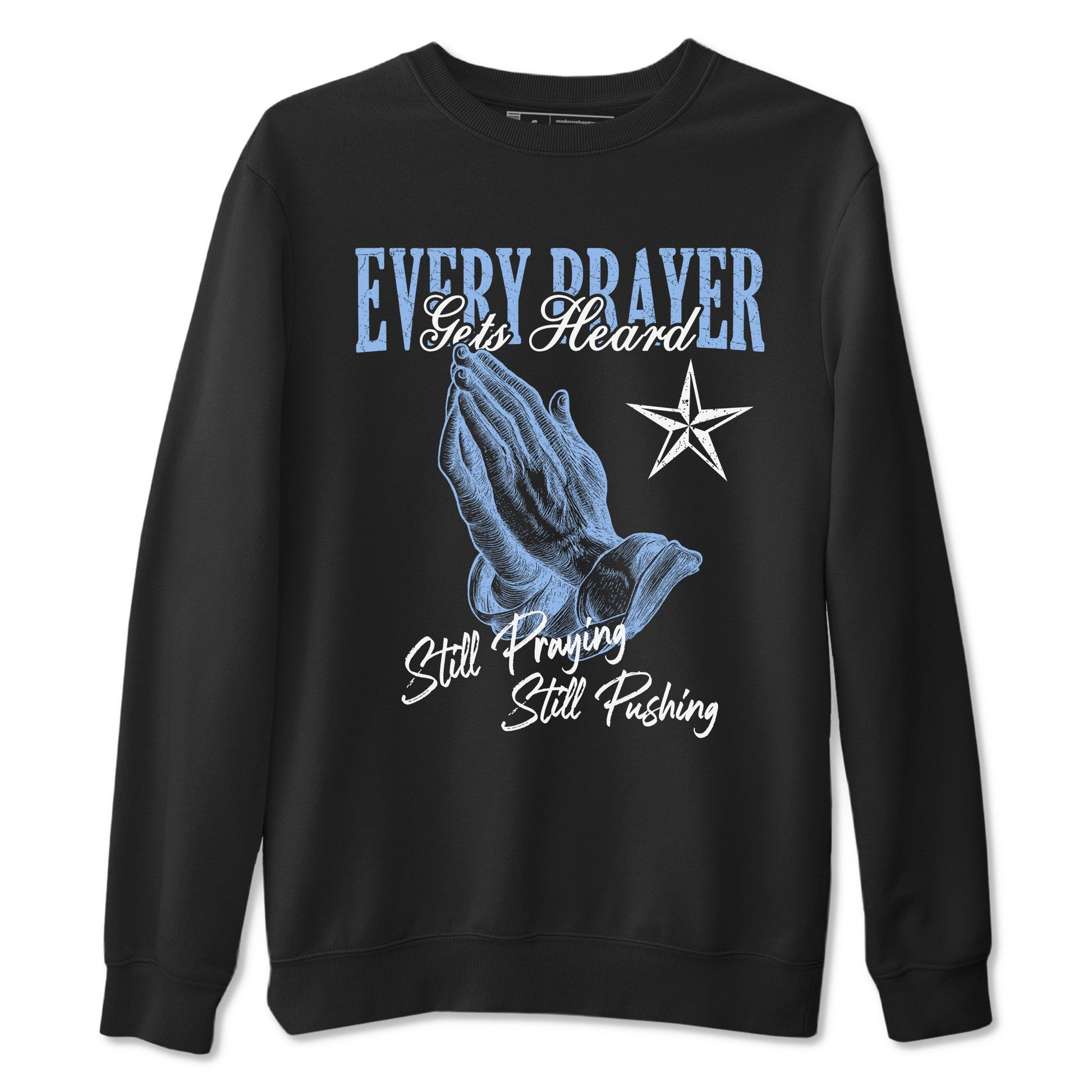 Every Prayer Gets Heard sneaker match t-shirt styled to complete your fit with the Air Jordan 4 Aluminum sneakers, shown in Black 2.