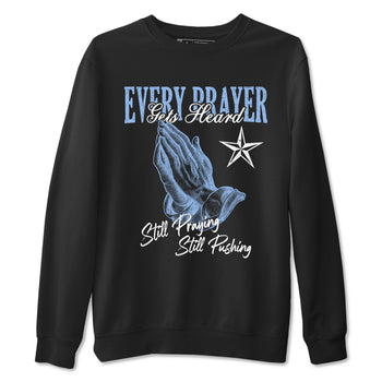 Every Prayer Gets Heard sneaker match t-shirt styled to complete your fit with the Air Jordan 4 Aluminum sneakers, shown in Black 2.