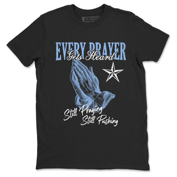 Every Prayer Gets Heard sneaker match t-shirt styled to complete your fit with the Air Jordan 4 Aluminum sneakers, shown in Black 2.