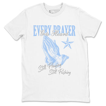 Every Prayer Gets Heard sneaker match t-shirt styled to complete your fit with the Air Jordan 4 Aluminum sneakers, shown in White 2.