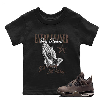 Sneaker match tees – Sneaker Tees To Match Air Jordan 4 Cave Stone Shoes – Every Prayer Gets Heard Kids T-Shirt Black 1