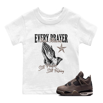 Sneaker match tees – Sneaker Tees To Match Air Jordan 4 Cave Stone Shoes – Every Prayer Gets Heard Kids T-Shirt White 1