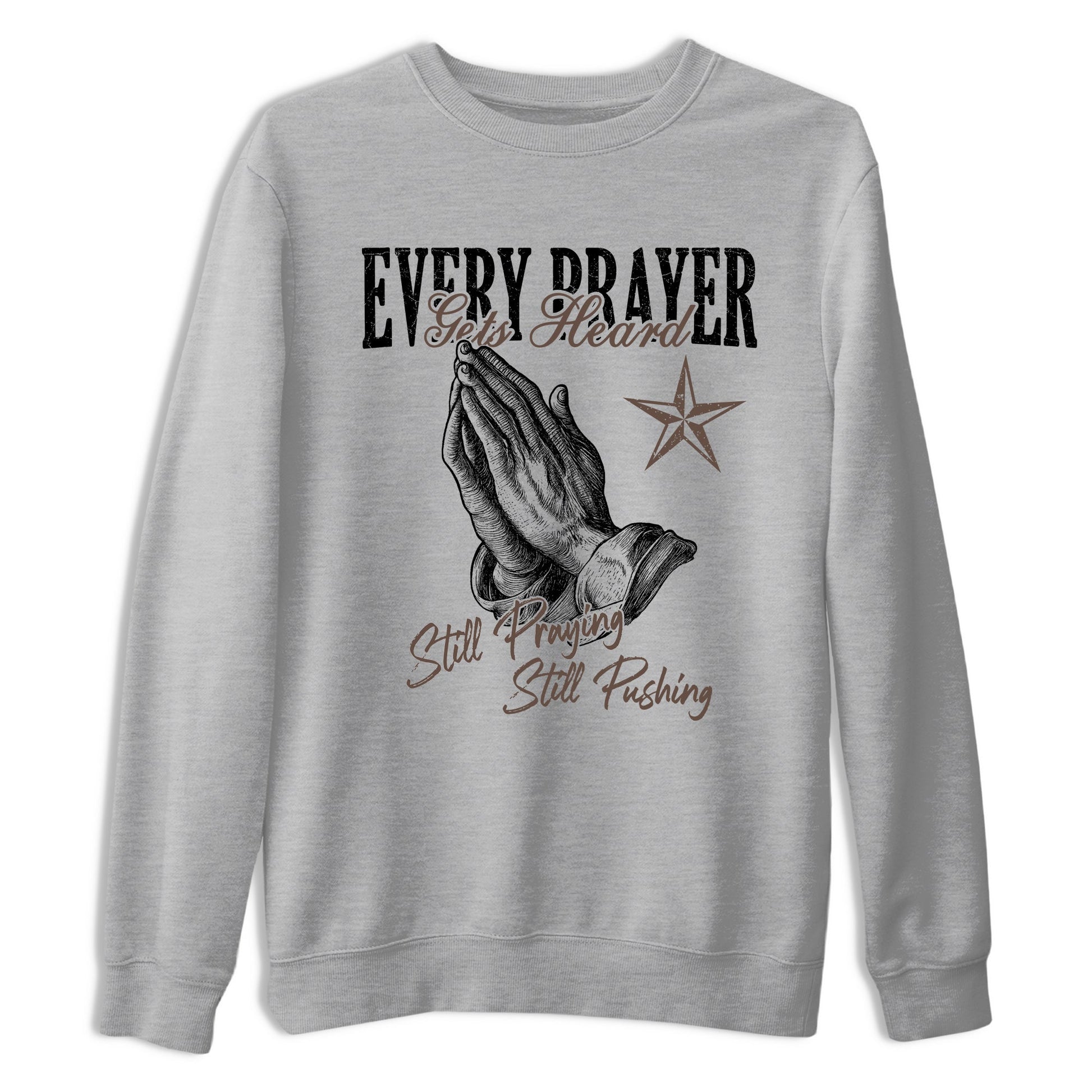 Sneaker match tees – Sneaker Tees To Match Air Jordan 4 Cave Stone Shoes – Every Prayer Gets Heard Tee Heather Grey 2