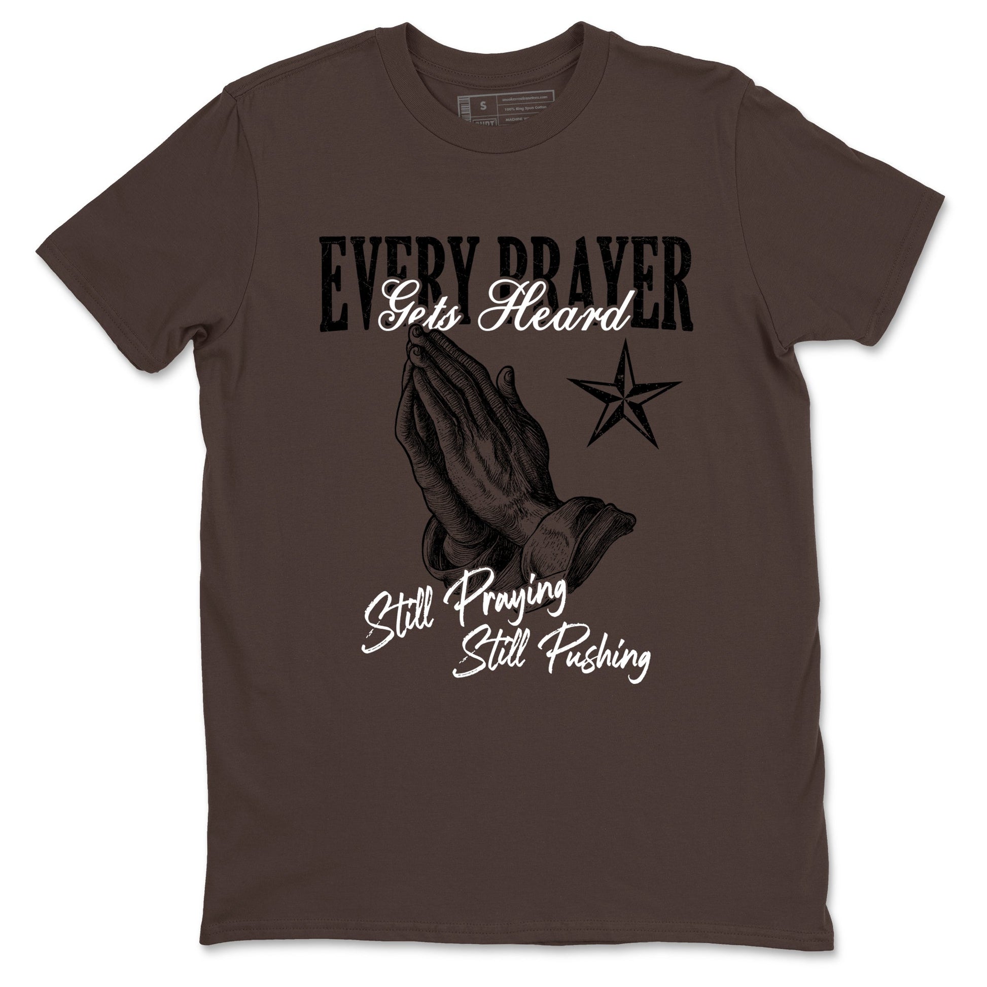 Sneaker match tees – Sneaker Tees To Match Air Jordan 4 Cave Stone Shoes – Every Prayer Gets Heard Tee Dark Chocolate 2