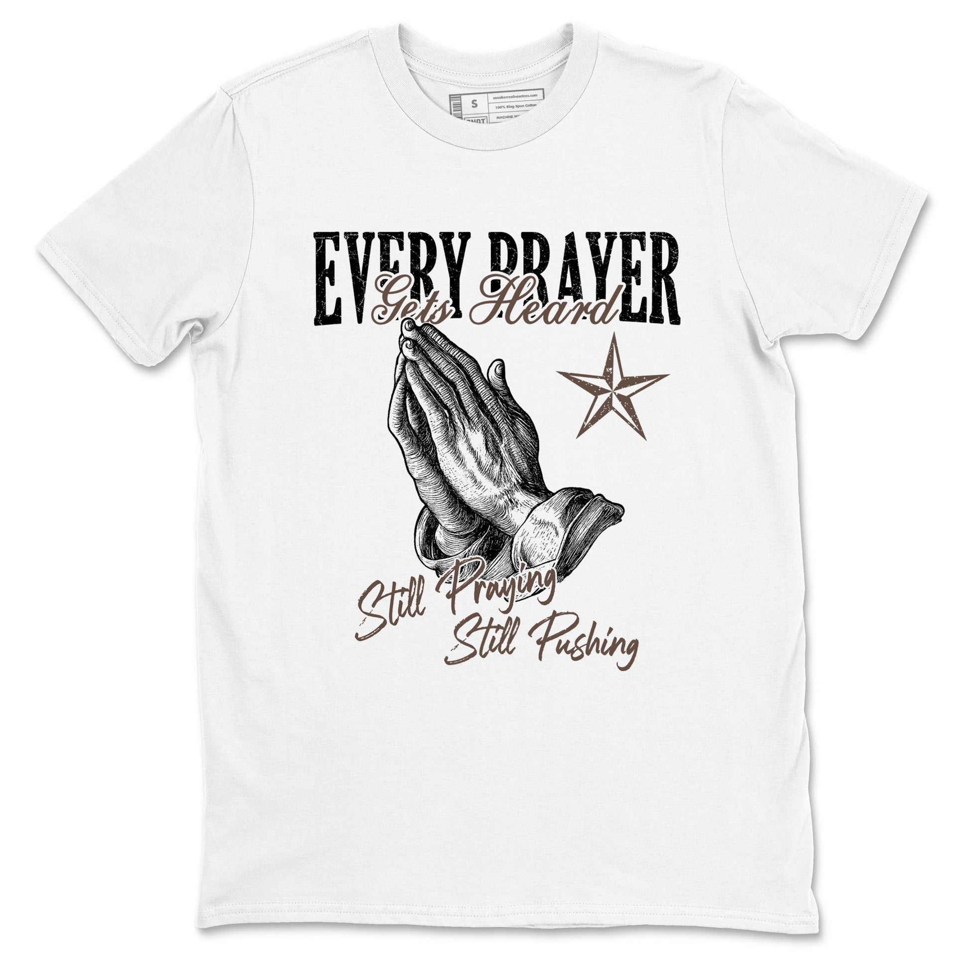 Sneaker match tees – Sneaker Tees To Match Air Jordan 4 Cave Stone Shoes – Every Prayer Gets Heard Tee White 2