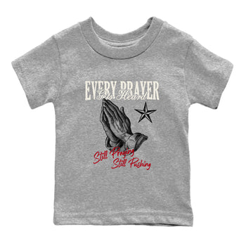 Sneaker match tees – Sneaker Tees To Match Air Jordan 4 Flight Club Shoes – Every Prayer Gets Heard Kids T-Shirt Heather Grey 2