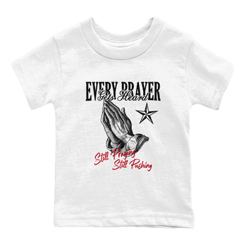 Sneaker match tees – Sneaker Tees To Match Air Jordan 4 Flight Club Shoes – Every Prayer Gets Heard Kids T-Shirt White 2