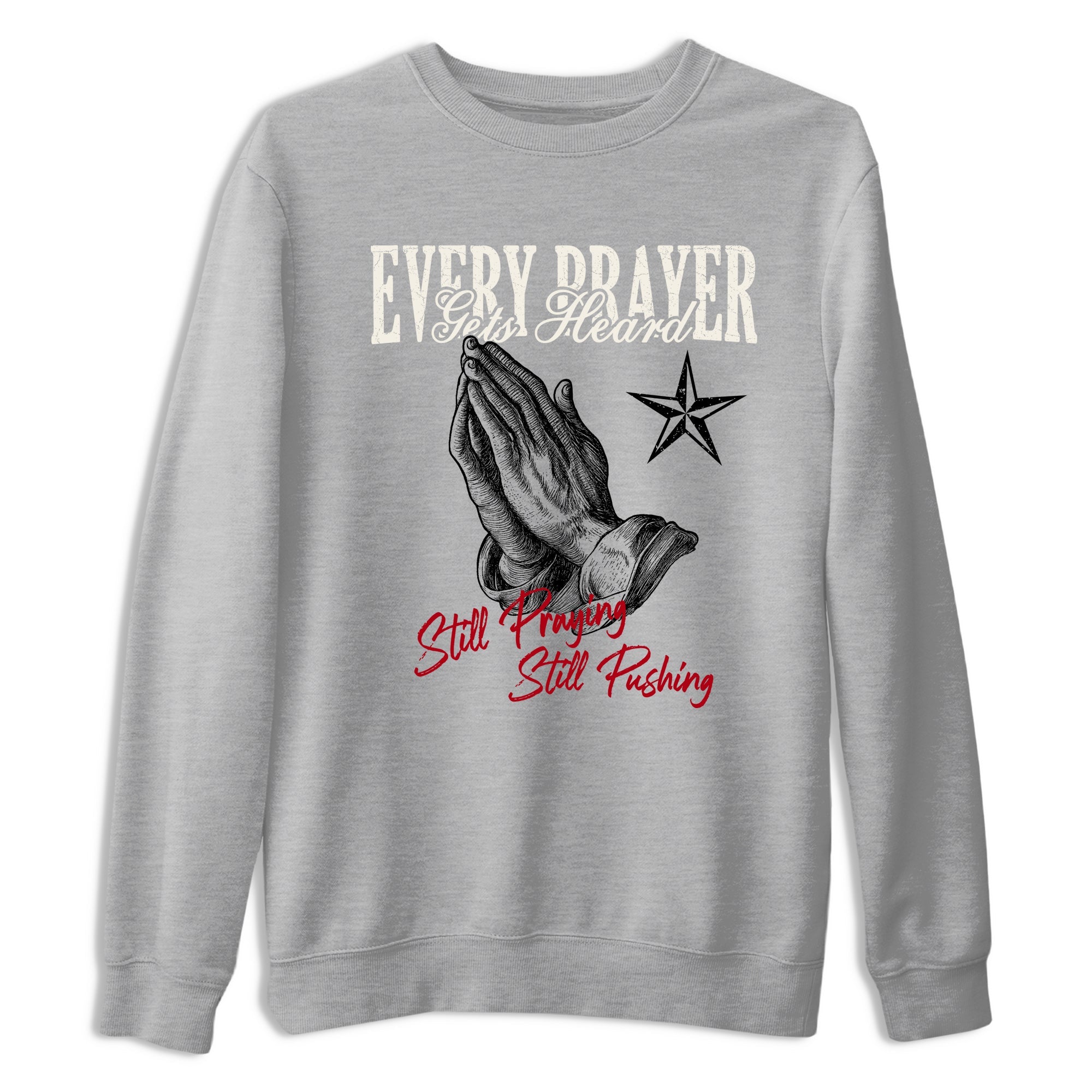 Sneaker match tees – Sneaker Tees To Match Air Jordan 4 Flight Club Shoes – Every Prayer Gets Heard Tee Heather Grey 2