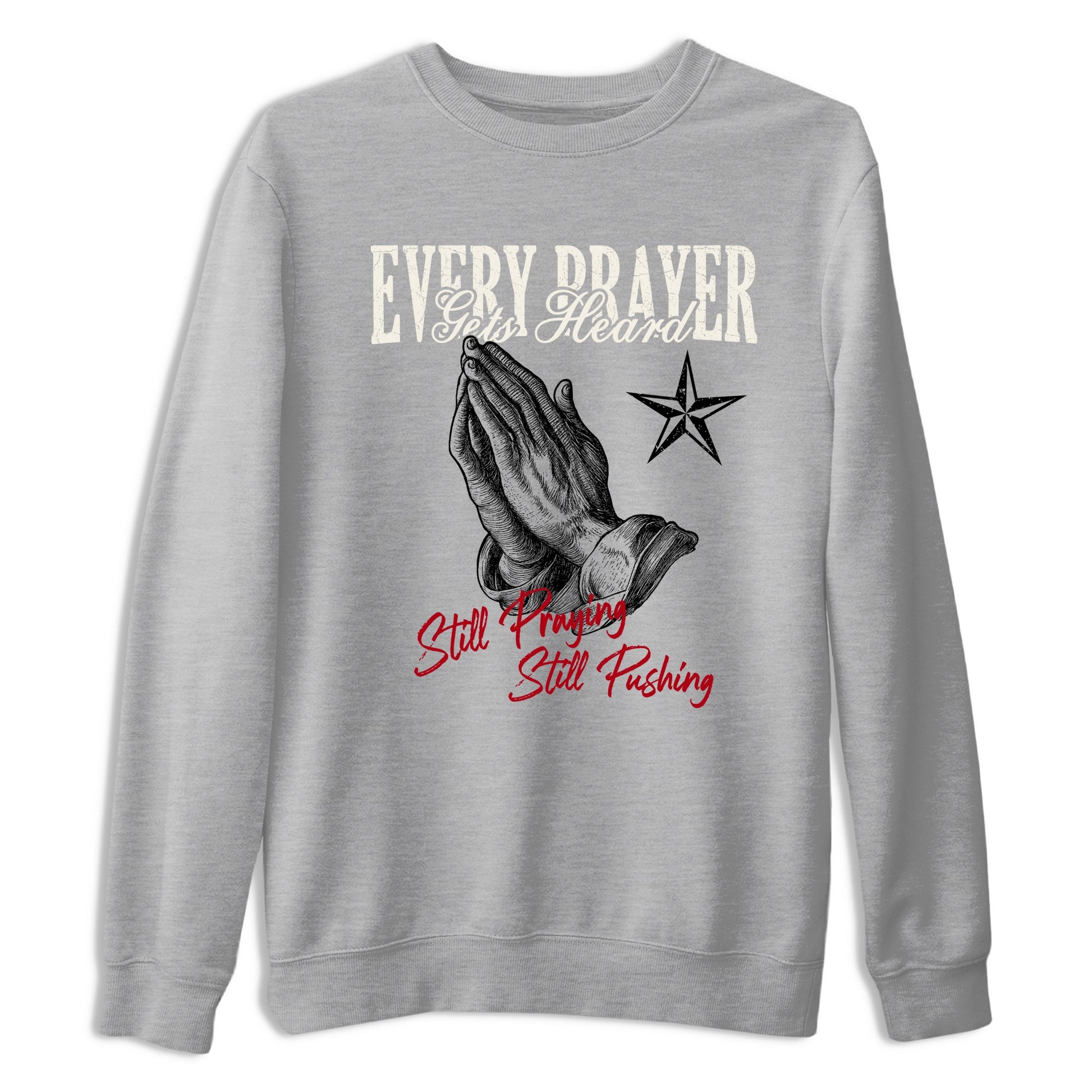 Sneaker match tees – Sneaker Tees To Match Air Jordan 4 Flight Club Shoes – Every Prayer Gets Heard Tee Heather Grey 2